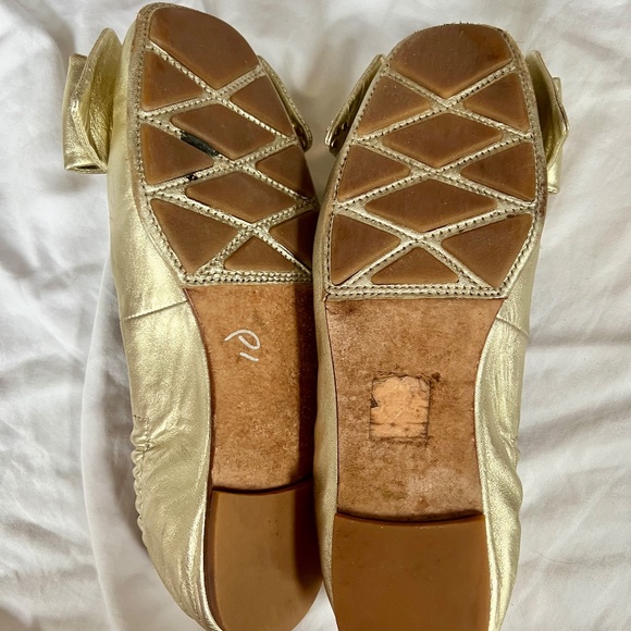 ⚜️ Tory Burch Metallic Gold Divine Bow Ballet Flats Shoe ⚜️ - Picture 4 of 8